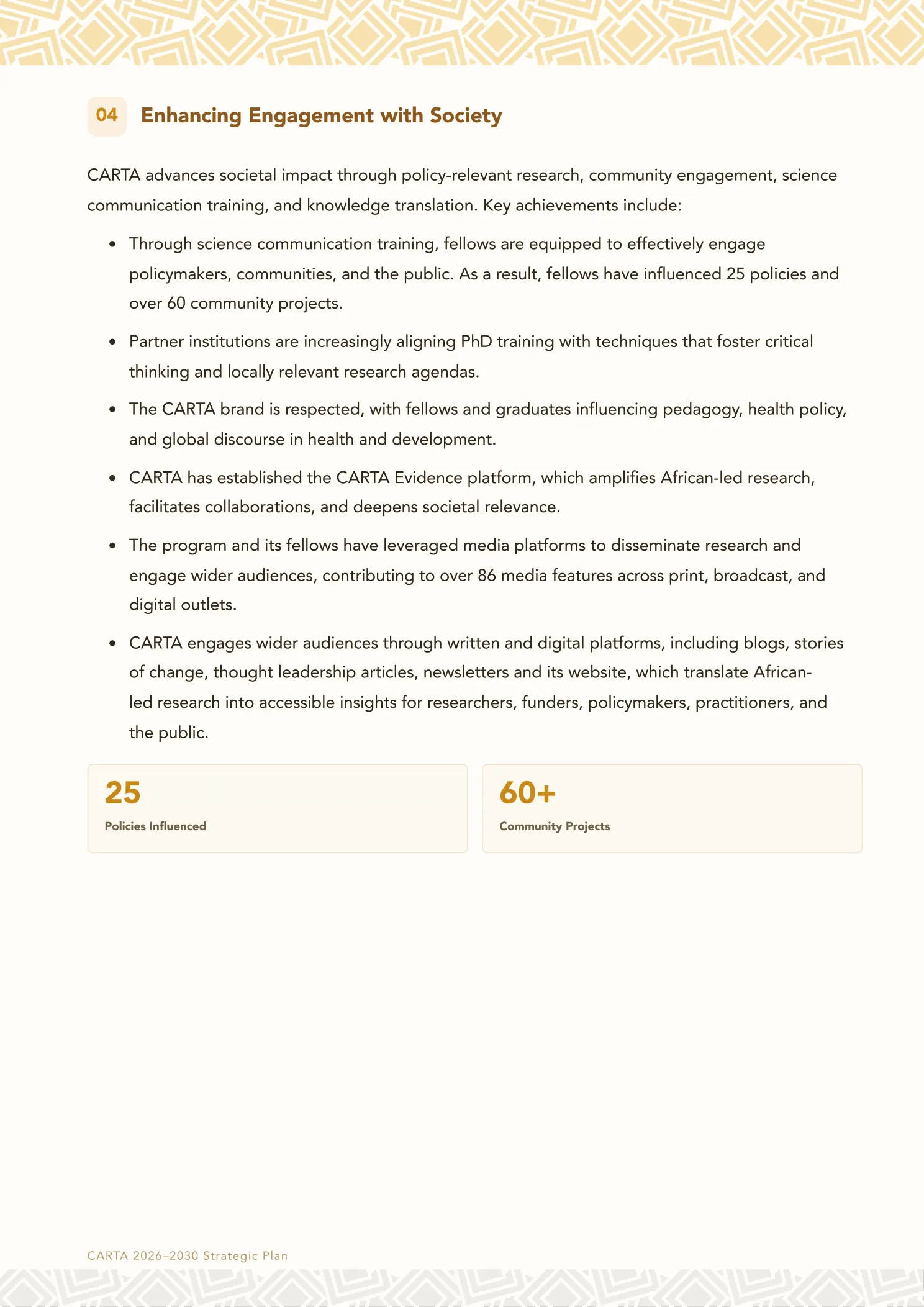 Page 8 of the CARTA Strategic Plan 2026 to 2030